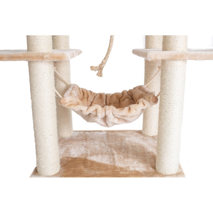 Armarkat A7202 72-Inch Cat Tree Beige Real Wood Condo Hammock Scratching Post Image 4