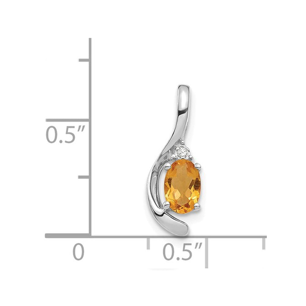 14K White Gold Solitaire Citrine Pendant Necklace 2/5 Carat (ctw) with Chain Image 3
