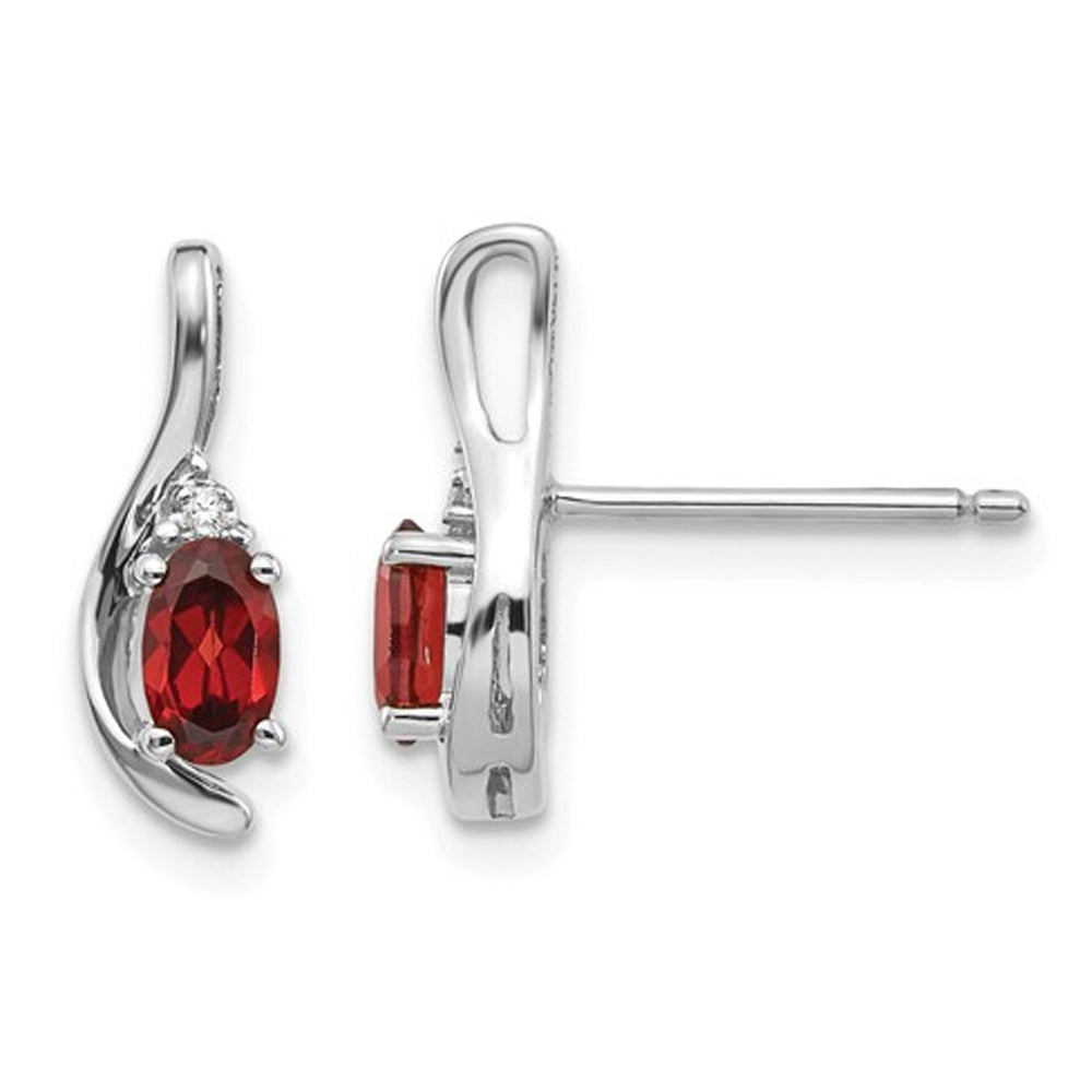 14K White Gold Natural Red Garnet Post Earring (0.60 Carat ctw) Image 1