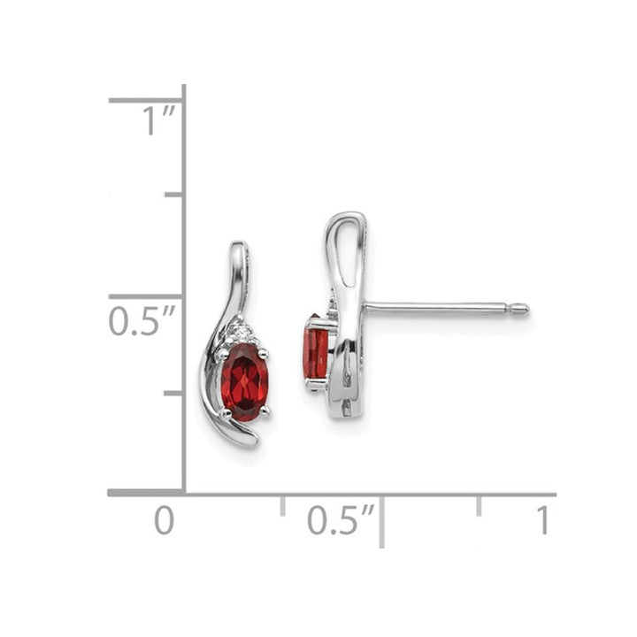 14K White Gold Natural Red Garnet Post Earring (0.60 Carat ctw) Image 2