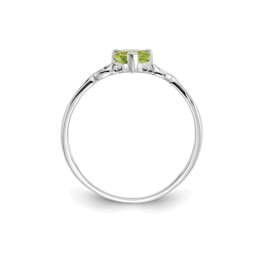 2/5 Carat (ctw) Peridot Heart Ring in 10K White Gold (SIZE 6) Image 2