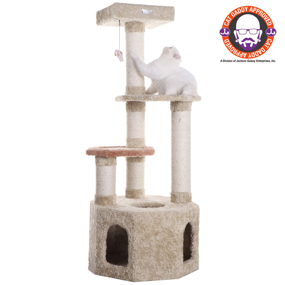 Armarkat Cat Tree X5703 Multi-Level Wood Climber Jackson Galaxy Approved Khaki Image 1