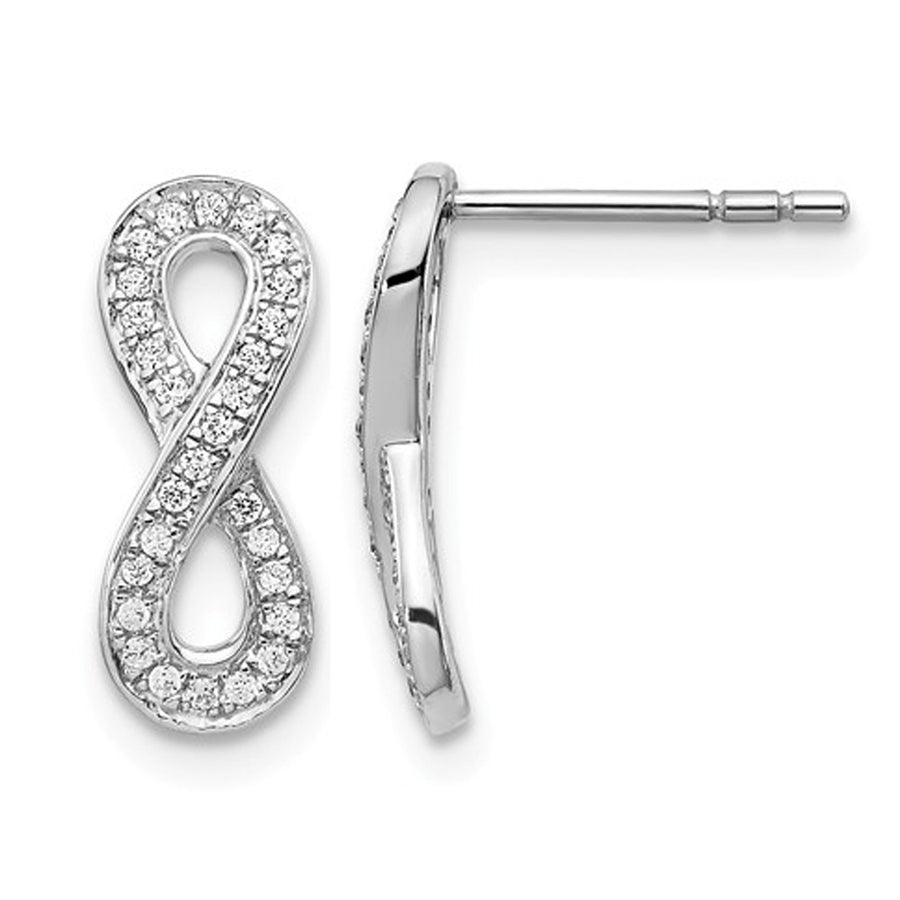 1/6 Carat (ctw) Diamond infinity Earrings in 14K White Gold Image 1
