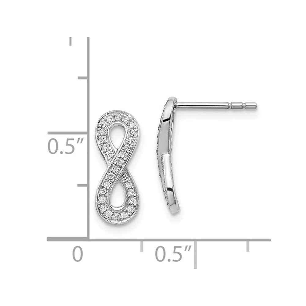 1/6 Carat (ctw) Diamond infinity Earrings in 14K White Gold Image 2