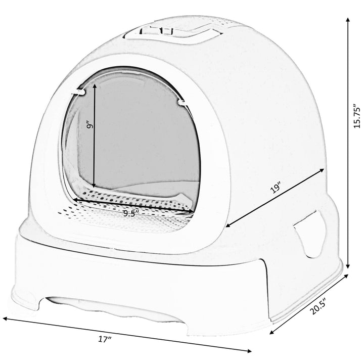 Fully Enclosed Hooded Cat Litter Pan with Scoop 17x20.5x15.75 Odor Control Image 6