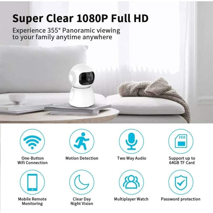 HD Indoor Wireless Smart Home Camera with Night Vision 2-Way Audio Baby Monitor Home WiFi Security Camera Sound/Motion Image 1