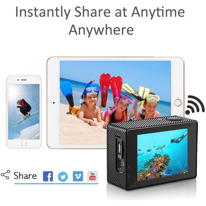 Action Camera Davola 1080P WiFi Sports Camera 12MP Underwater Waterproof Camera with Wide-Angle Lens and Mounting Image 3