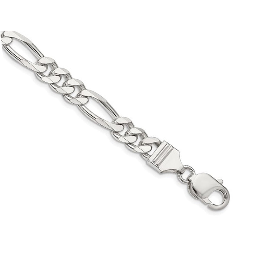 Mens Bracelet Figaro Chain 8 Inches in Sterling Silver Image 4