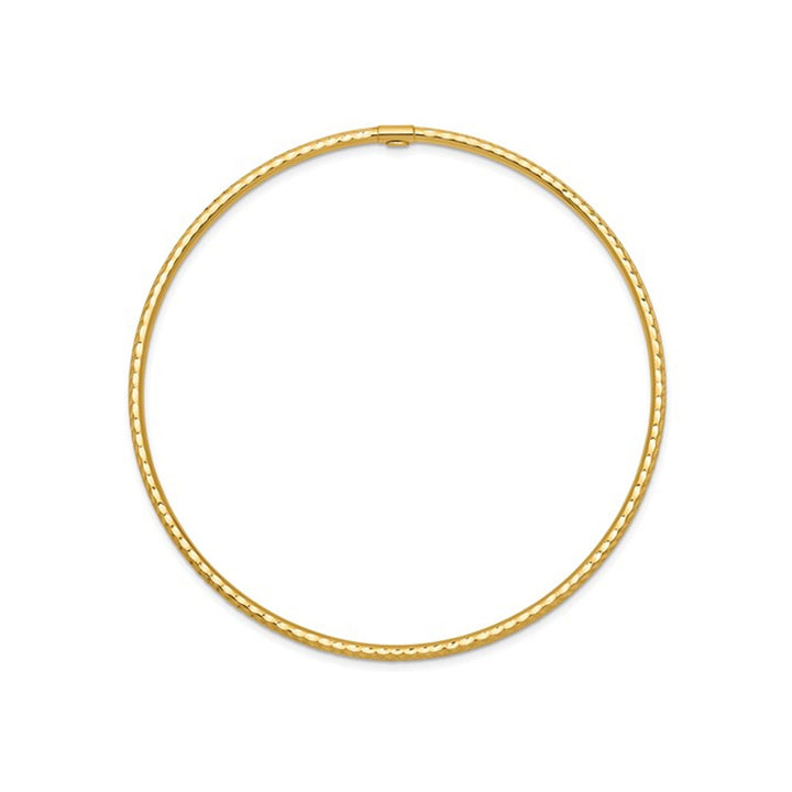 Diamond Cut 2mm Slip On Bangle in 14K Yellow Gold Image 4