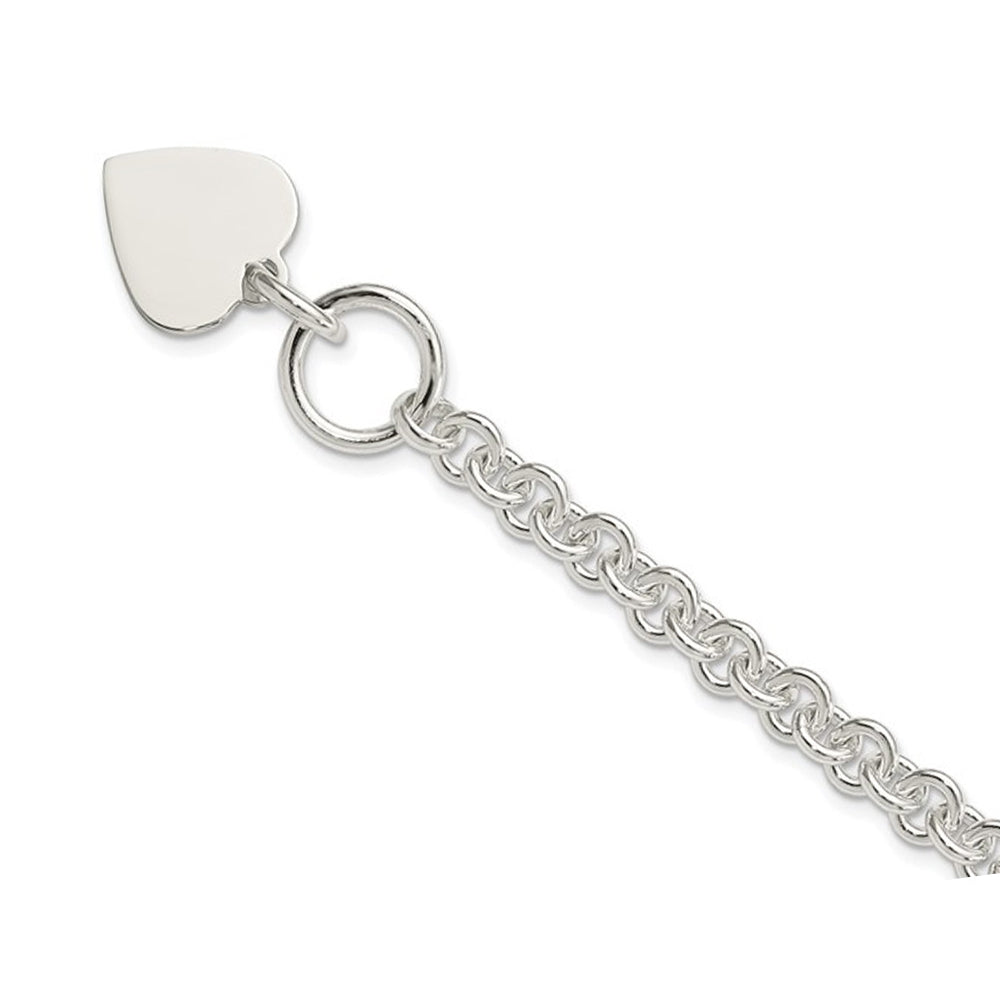 Sterling Silver Toggle Heart Tag Charm Bracelet Image 2