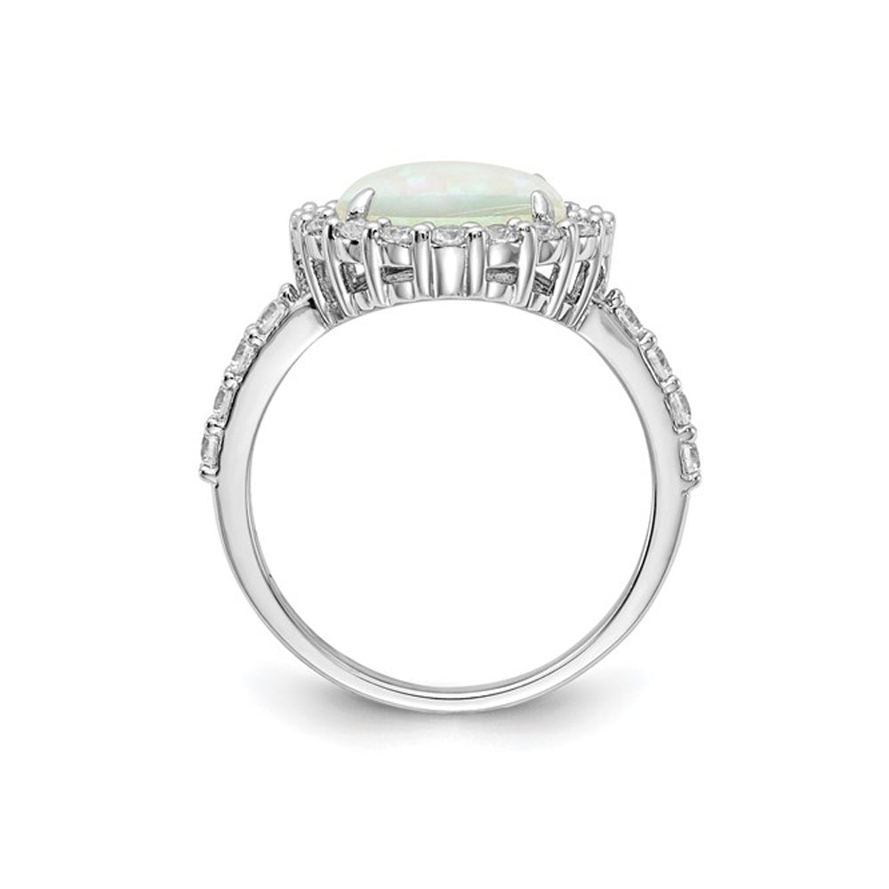 Lab-Created Opal Ring in Sterling Silver with Cubic Zirconia (CZ) Image 2