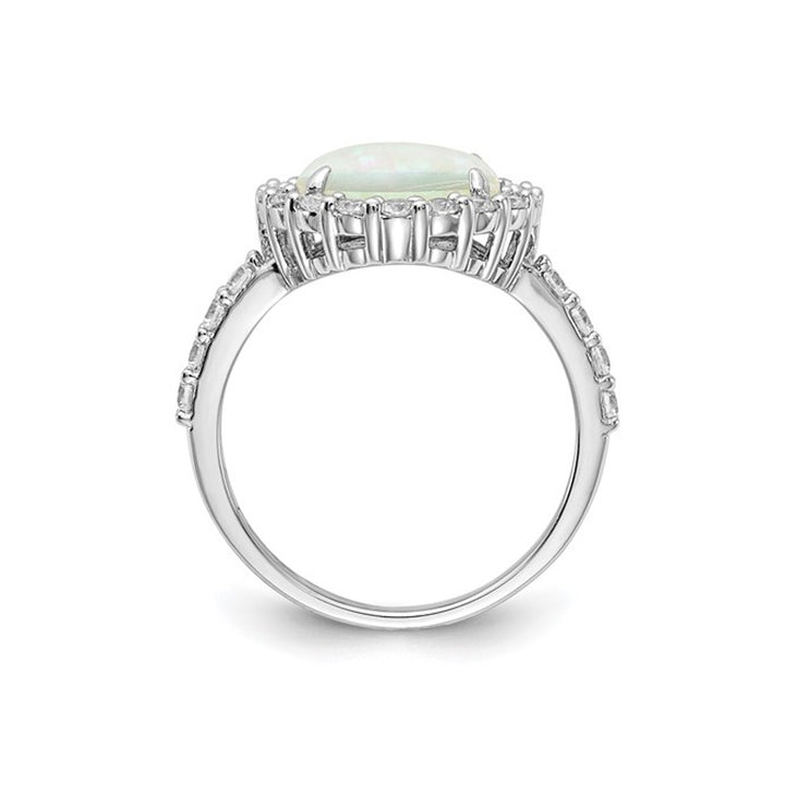 Lab-Created Opal Ring in Sterling Silver with Cubic Zirconia (CZ) Image 2