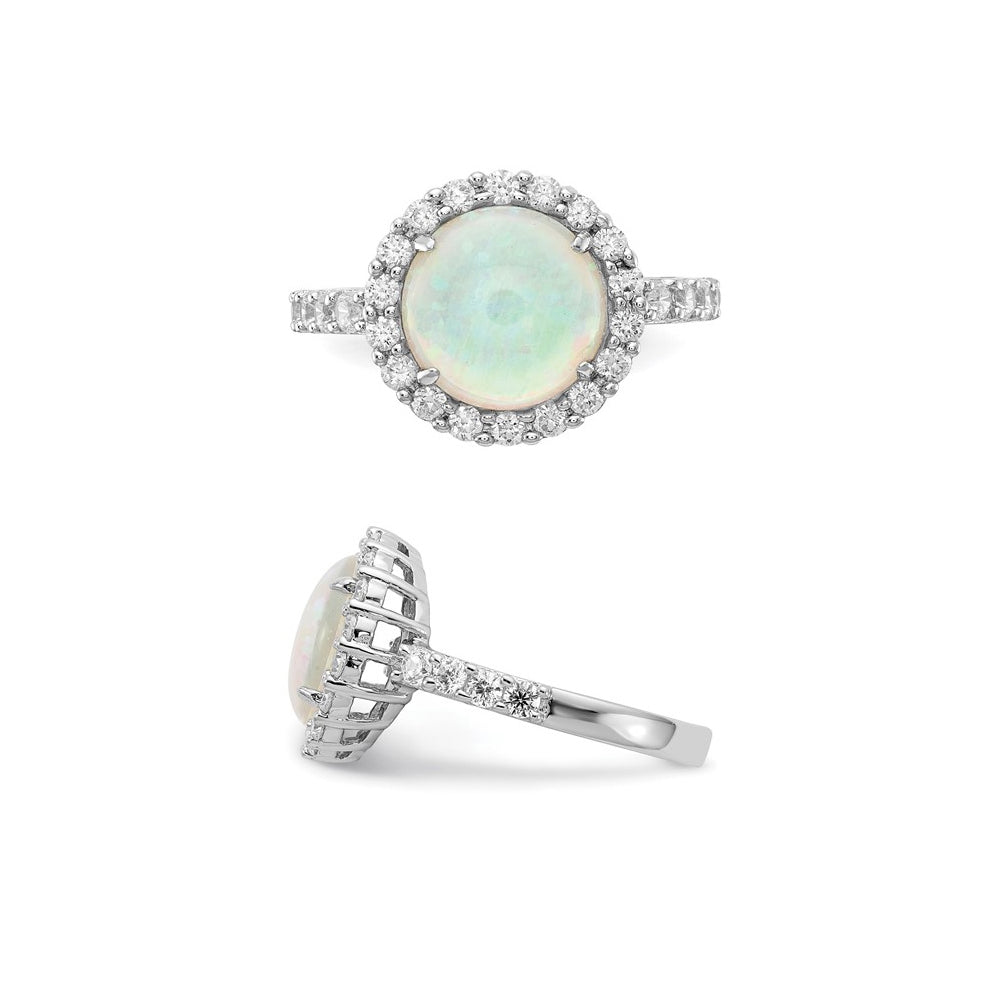 Lab-Created Opal Ring in Sterling Silver with Cubic Zirconia (CZ) Image 3