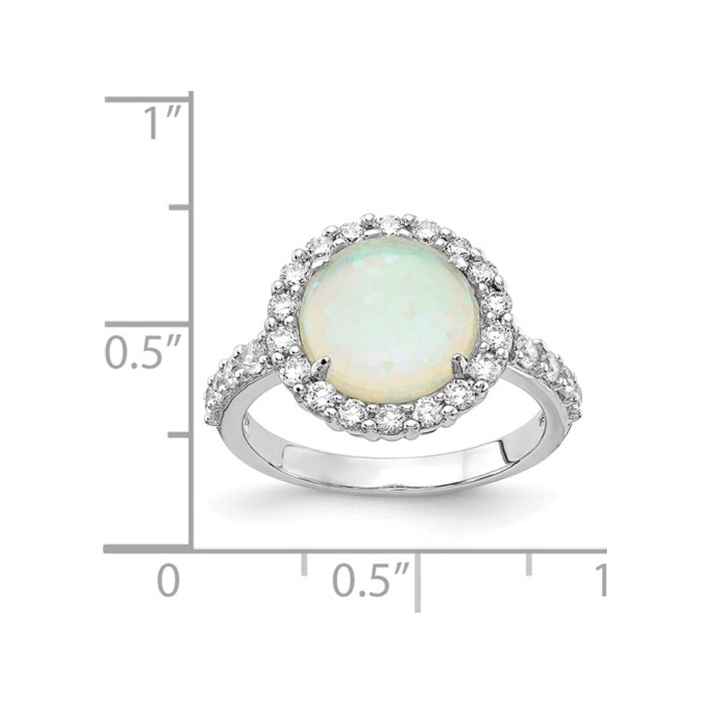 Lab-Created Opal Ring in Sterling Silver with Cubic Zirconia (CZ) Image 4