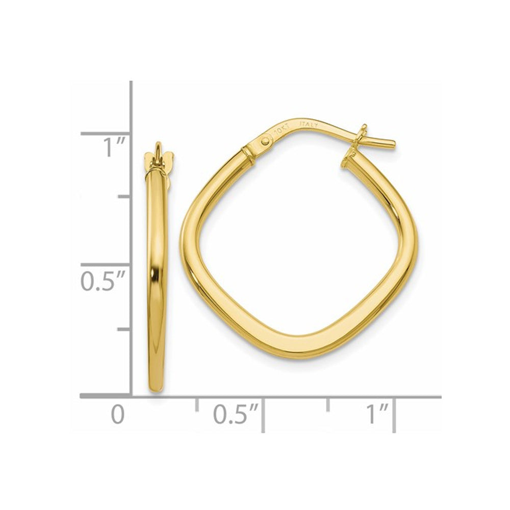 10K Yellow Gold Square Hoop Earrings 1 Inch (2.25mm) Image 2
