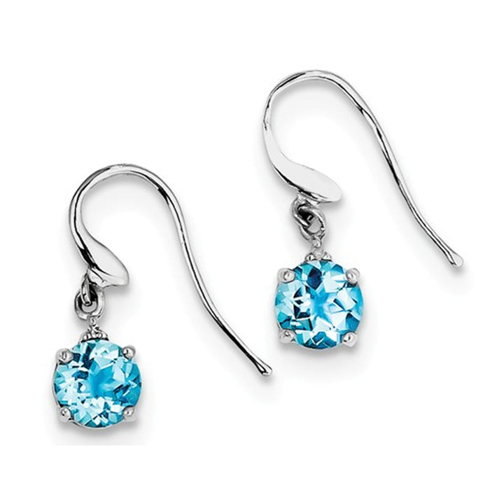 1.80 Carat (ctw) Swiss Blue Topaz Earrings Sterling Silver Rhodium Plated Image 2