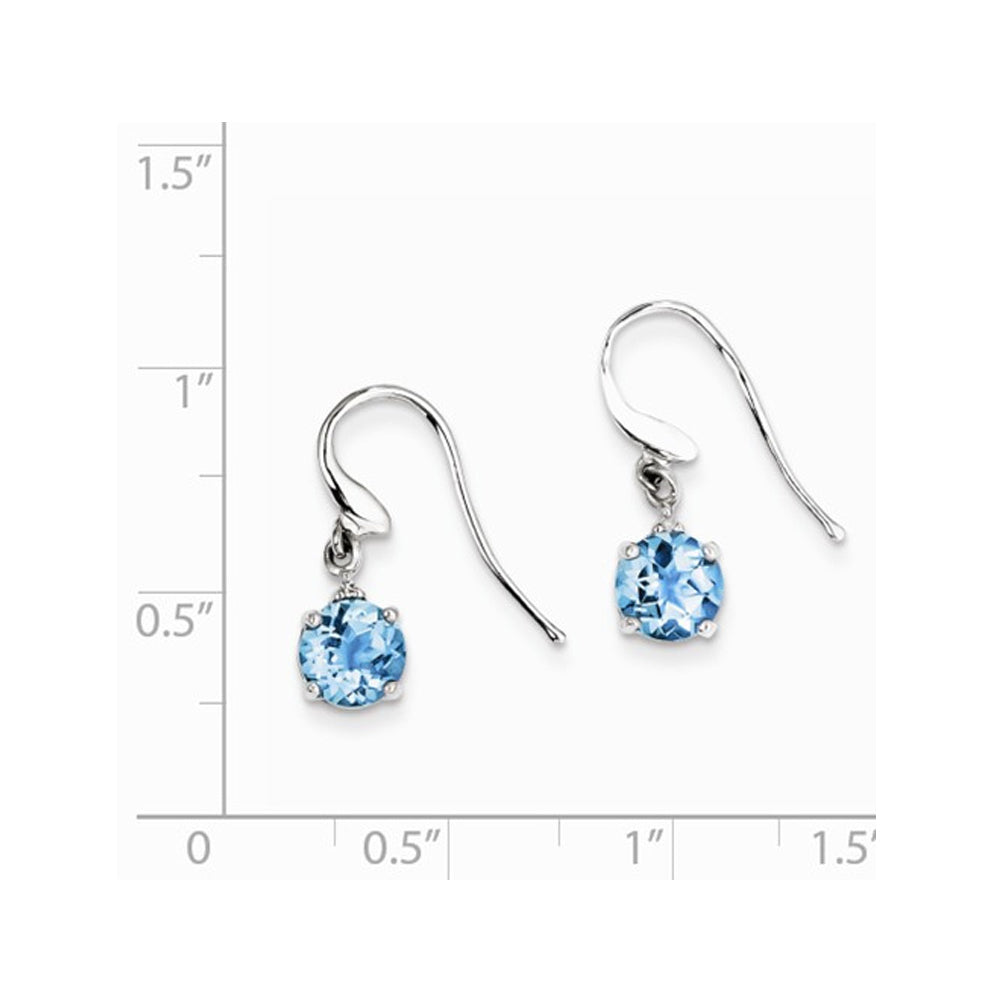 1.80 Carat (ctw) Swiss Blue Topaz Earrings Sterling Silver Rhodium Plated Image 3