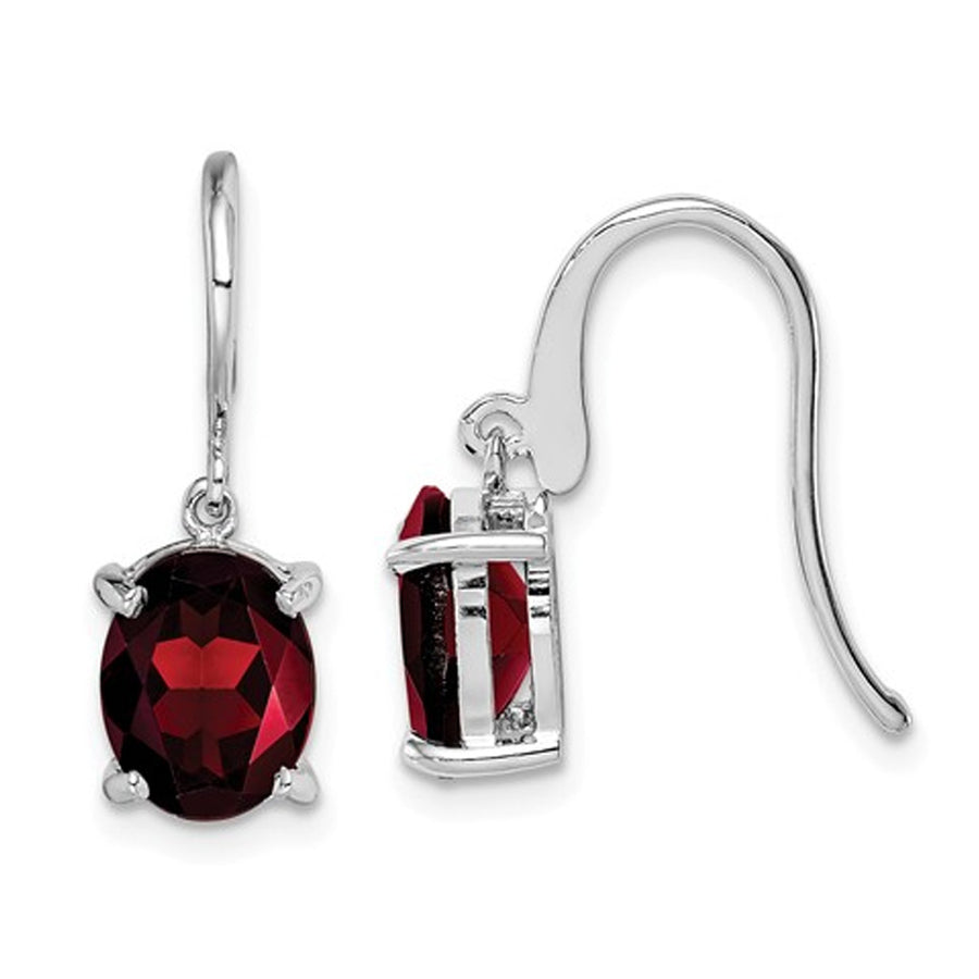 Sterling Silver Rhodium Plated Garnet Earrings (3.80 Carat ctw) Image 1