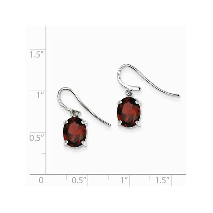 Sterling Silver Rhodium Plated Garnet Earrings (3.80 Carat ctw) Image 2