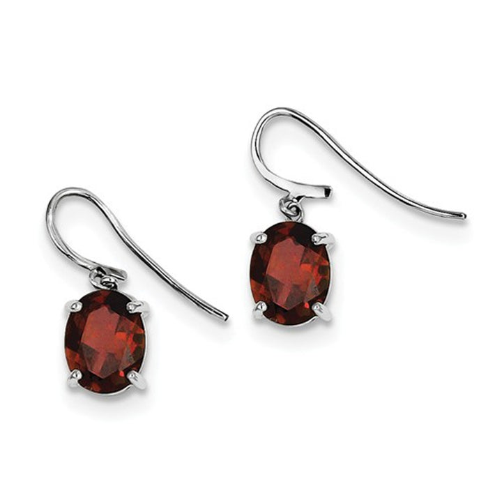 Sterling Silver Rhodium Plated Garnet Earrings (3.80 Carat ctw) Image 3