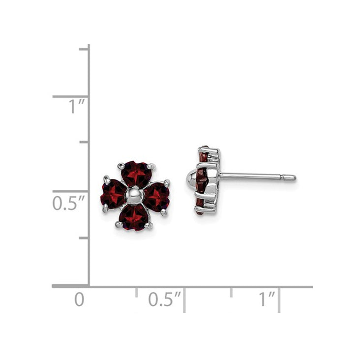 Sterling Silver Flower Garnet Earrings (2.00 Carat ctw) Image 3