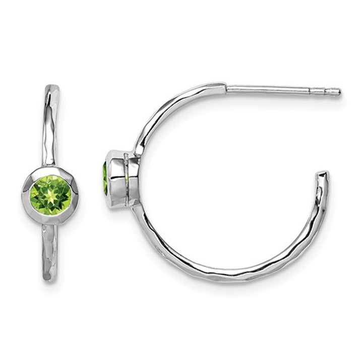 3/5 Carat (ctw) Natural Peridot Hoop Earrings in Sterling Silver Image 1