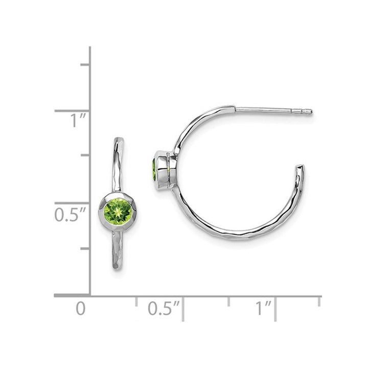 3/5 Carat (ctw) Natural Peridot Hoop Earrings in Sterling Silver Image 2