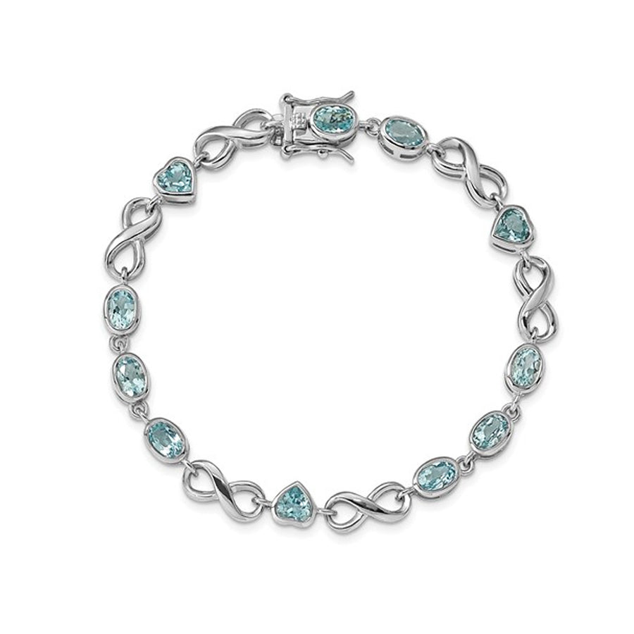 5.90 Carat (ctw) Blue Topaz Infinity Heart Bracelet in Sterling Silver (7.75 Inches) Image 1