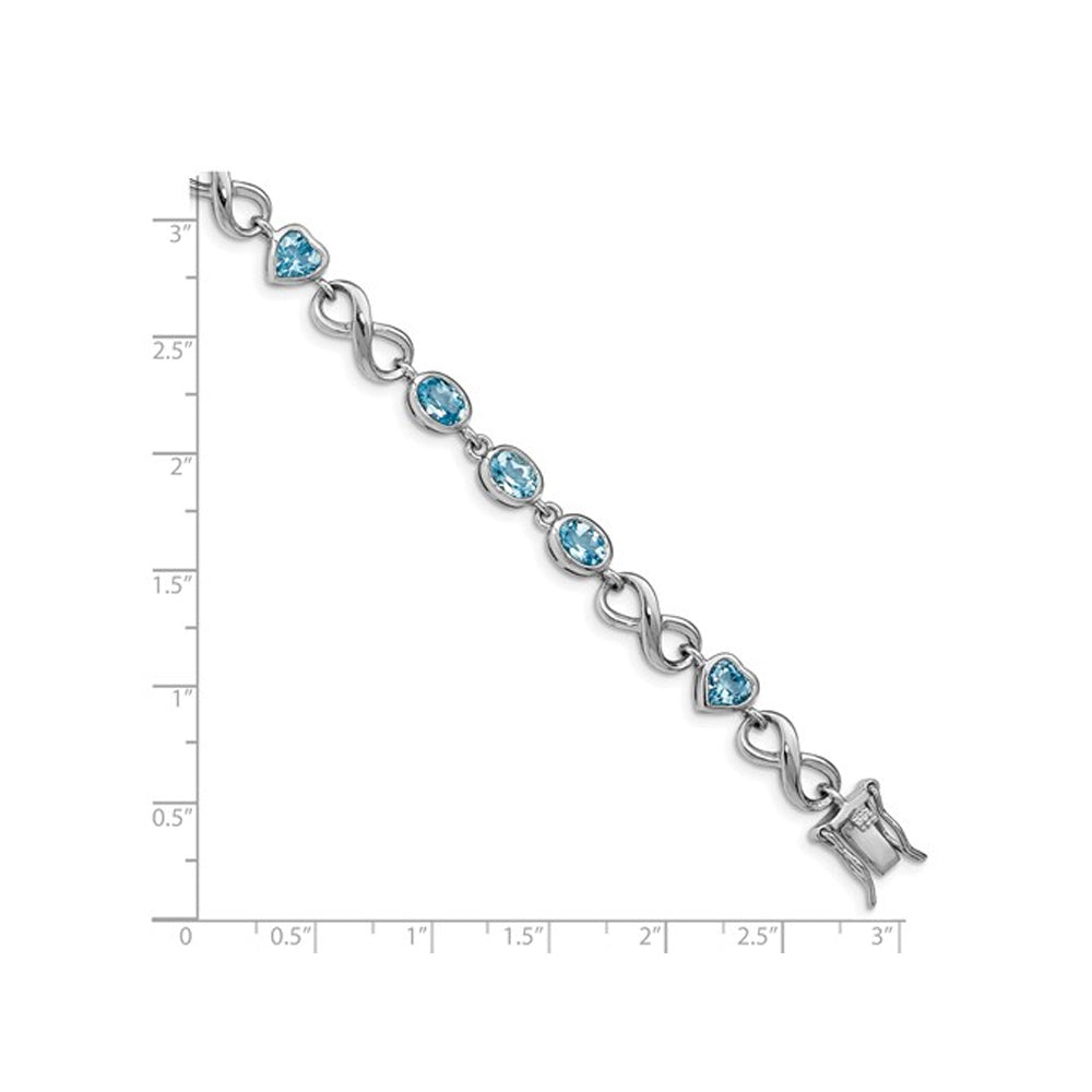 5.90 Carat (ctw) Blue Topaz Infinity Heart Bracelet in Sterling Silver (7.75 Inches) Image 2