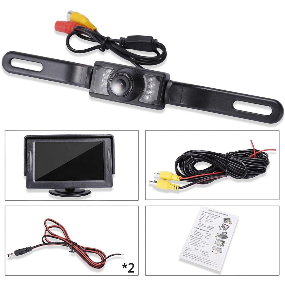 Noiposi Backup Camera and Monitor kit for Car Universal Waterproof Night Vision Linsence Plate Rear View Camera Image 2