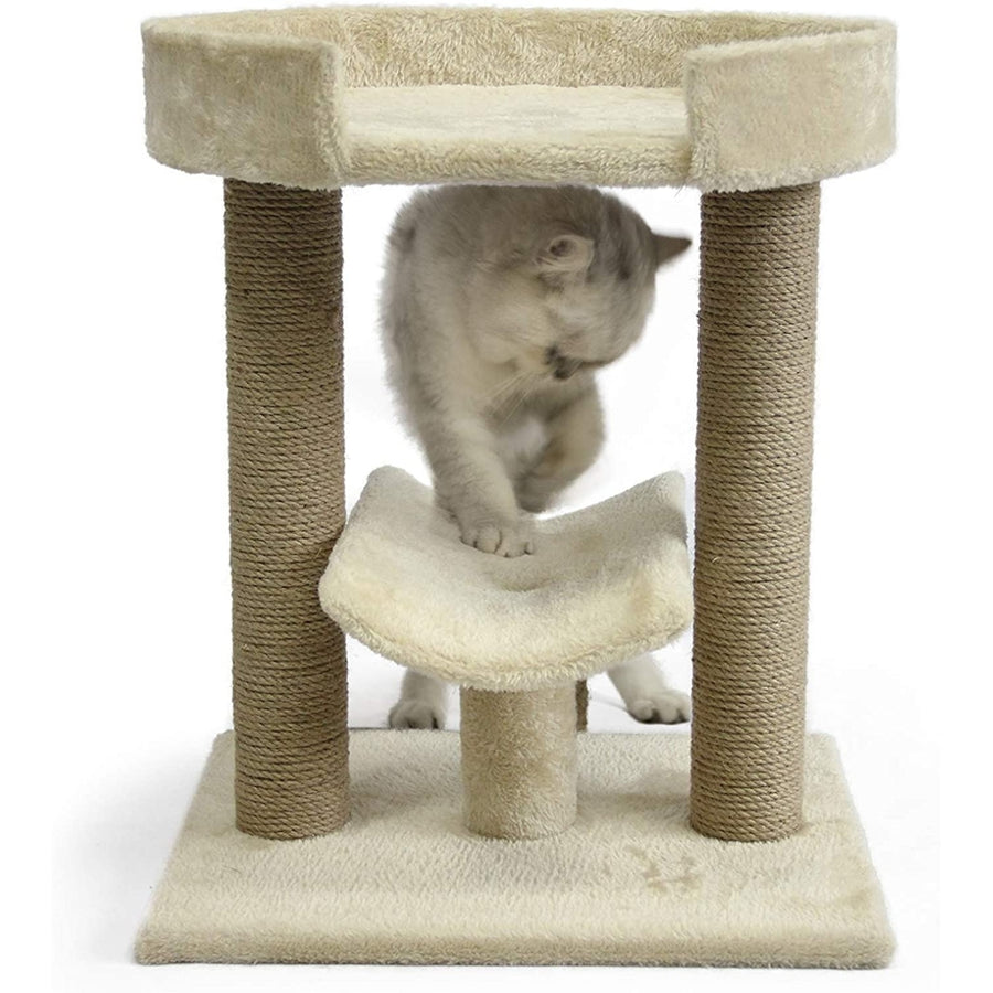 Top Platform Cat Tree - 18 x 14 x 22 Inches Beige Image 1