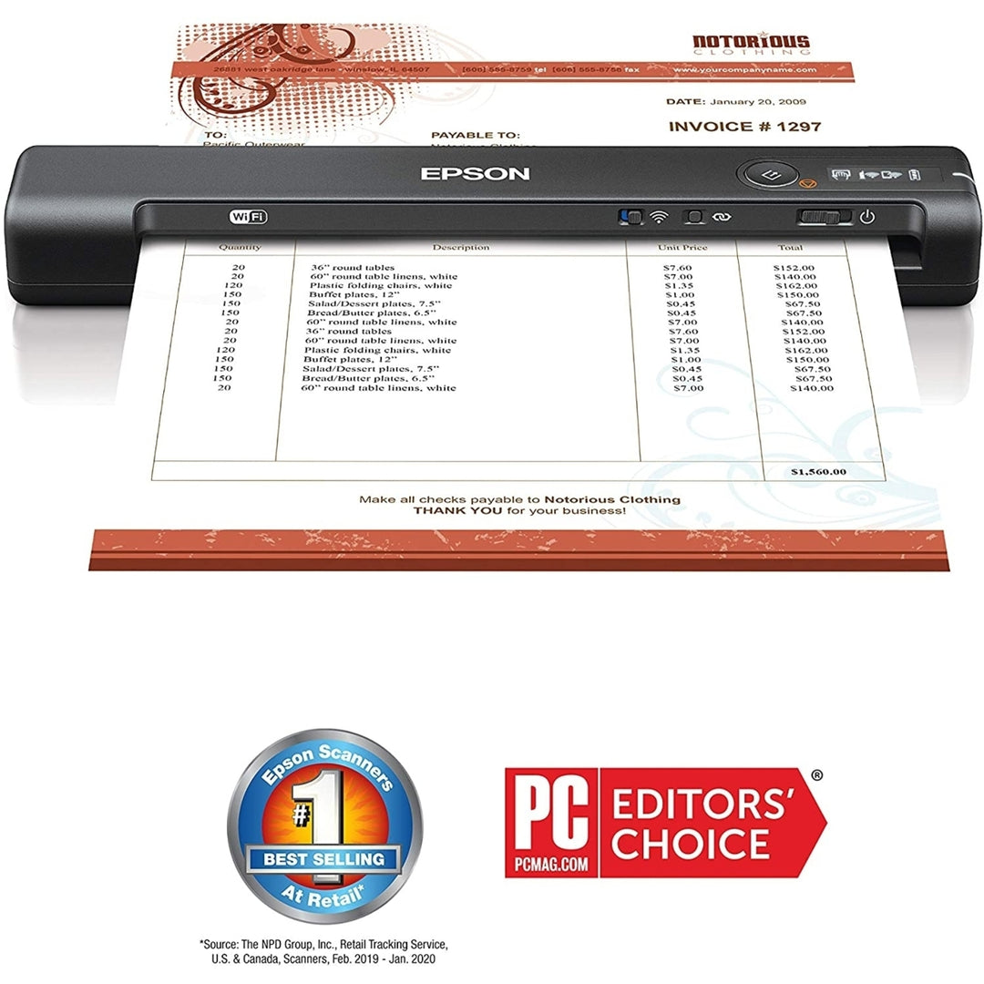 Epson Workforce Wireless Portable Sheet-fed Document Scanner Image 1