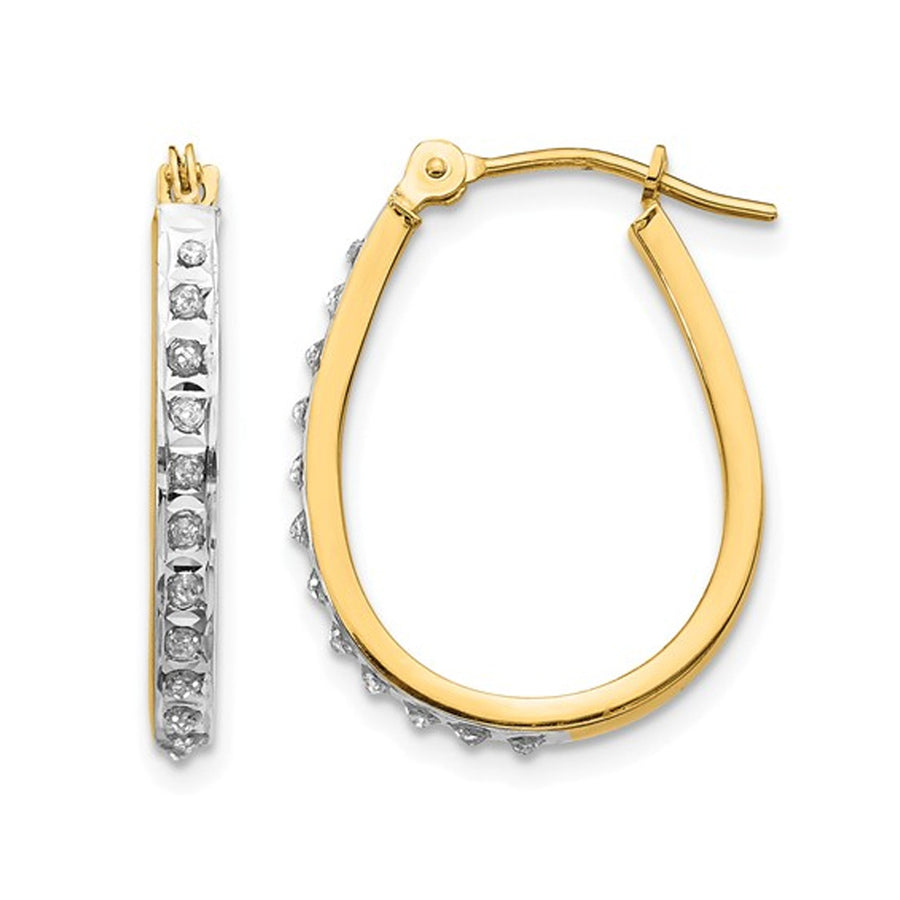 Accent Diamond Hoop Earrings in 14K Yellow Gold (3/4 Inch) Image 1