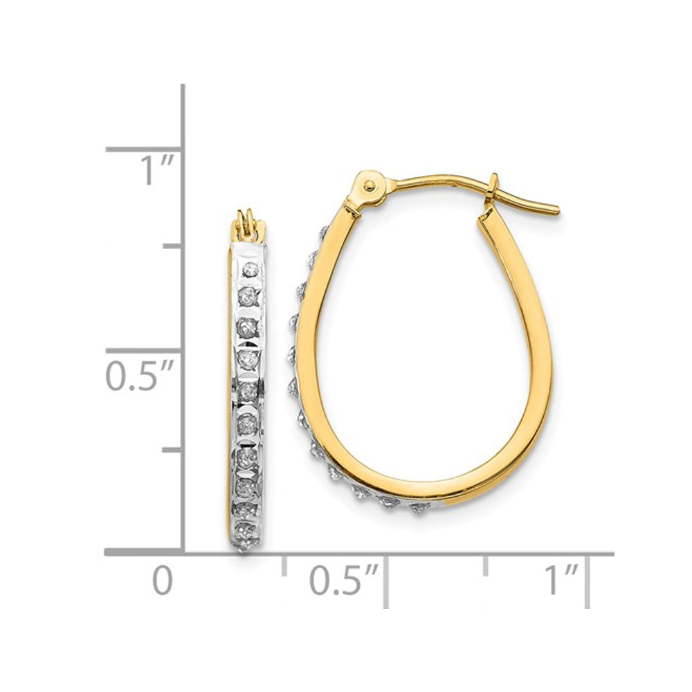 Accent Diamond Hoop Earrings in 14K Yellow Gold (3/4 Inch) Image 2