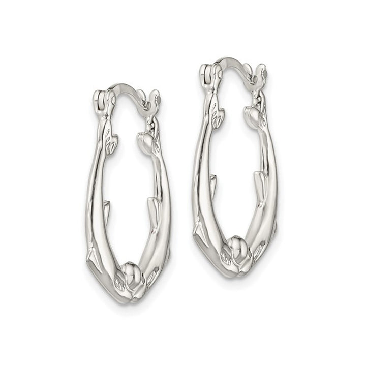 Sterling Silver Dolphin Polished Hoop Earrings Image 2