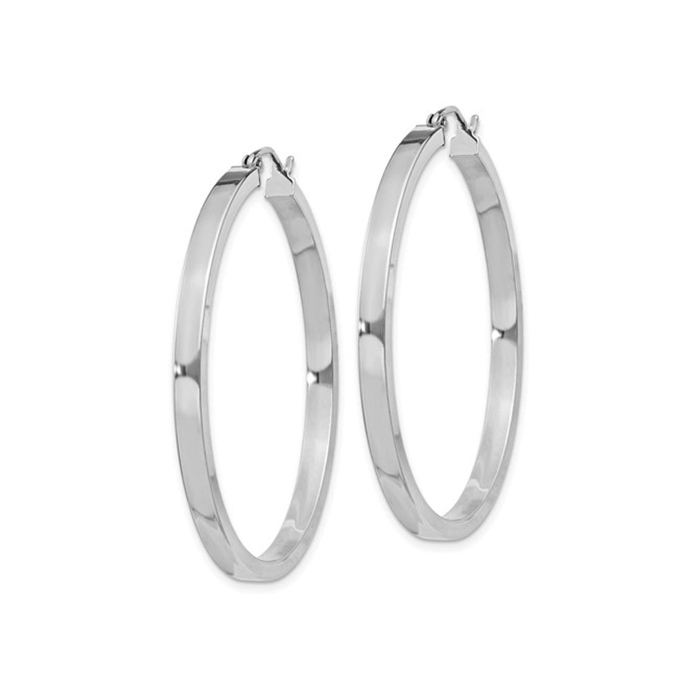 Large Diamond Cut Hoop Earrings in Sterling Silver 2 Inch (3.0mm) Image 3