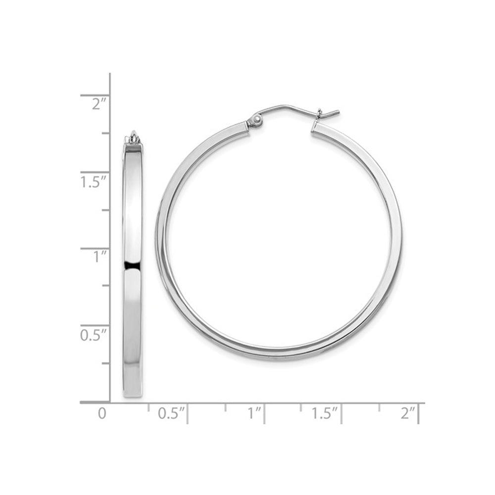 Large Diamond Cut Hoop Earrings in Sterling Silver 2 Inch (3.0mm) Image 4