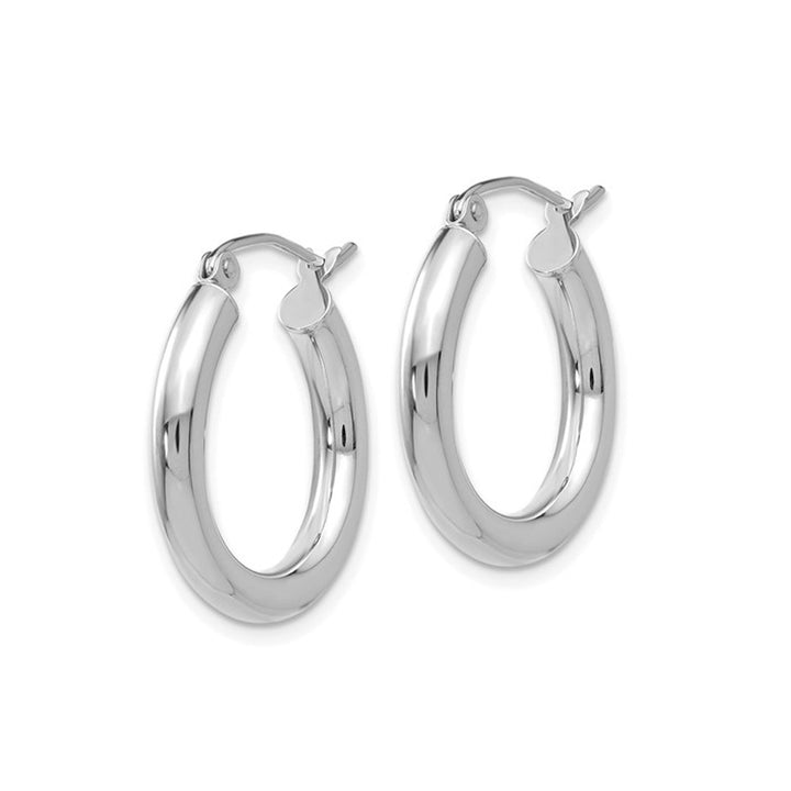 Small Hoop Earrings in 14K White Gold 3/4 Inch (3.00 mm) Image 4