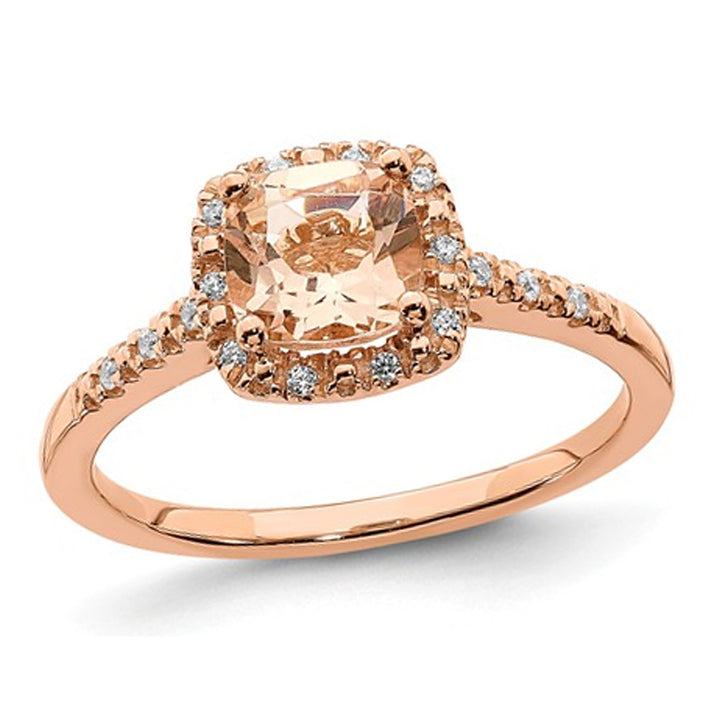 8/10 Carat (ctw) Morganite Ring in 14K Rose Pink Gold with Diamonds (SZIE 7) Image 1
