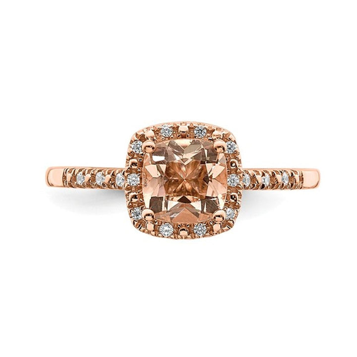 8/10 Carat (ctw) Morganite Ring in 14K Rose Pink Gold with Diamonds (SZIE 7) Image 3