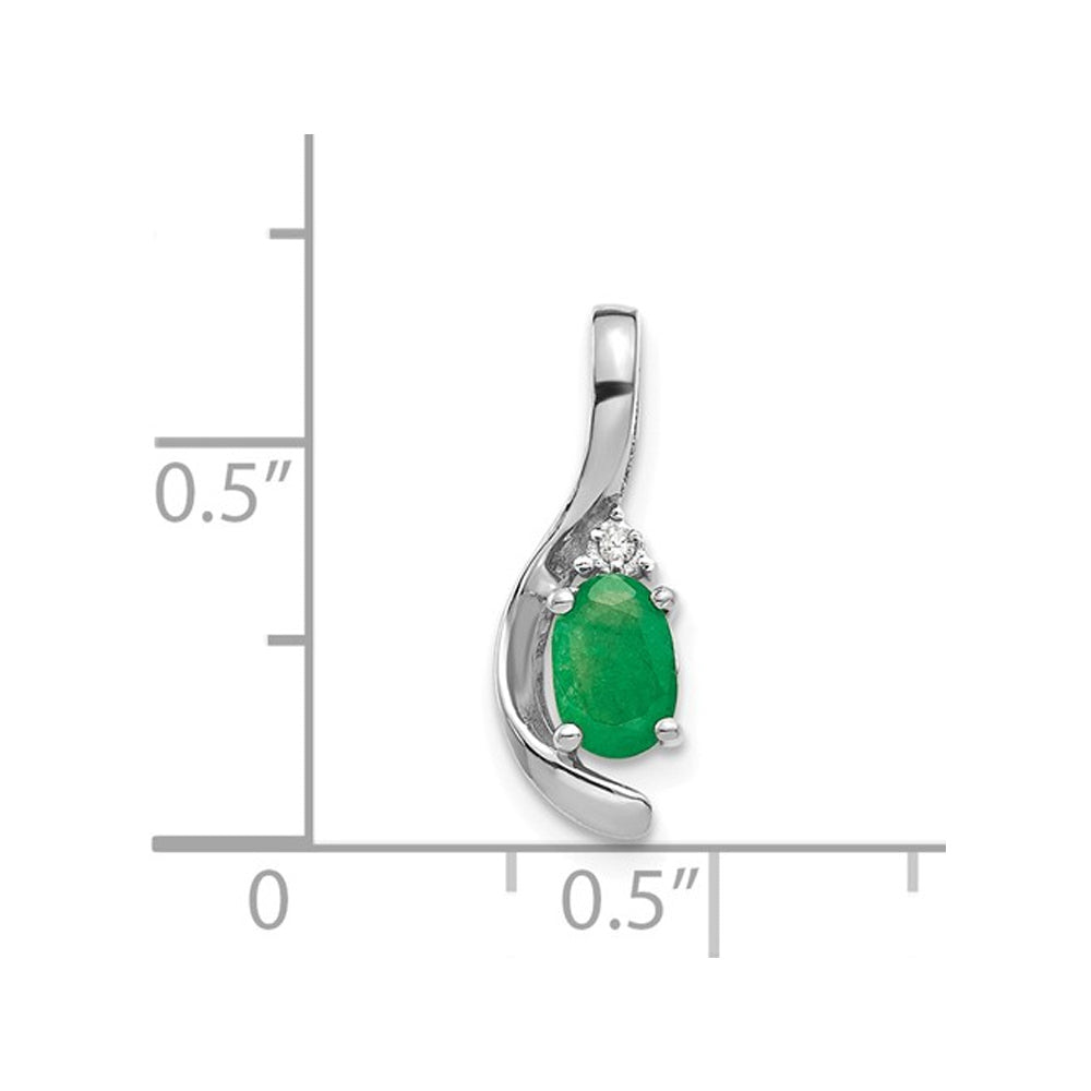 1/3 Carat (ctw) Natural Emerald Pendant Necklace in 14K White Gold with Chain Image 2
