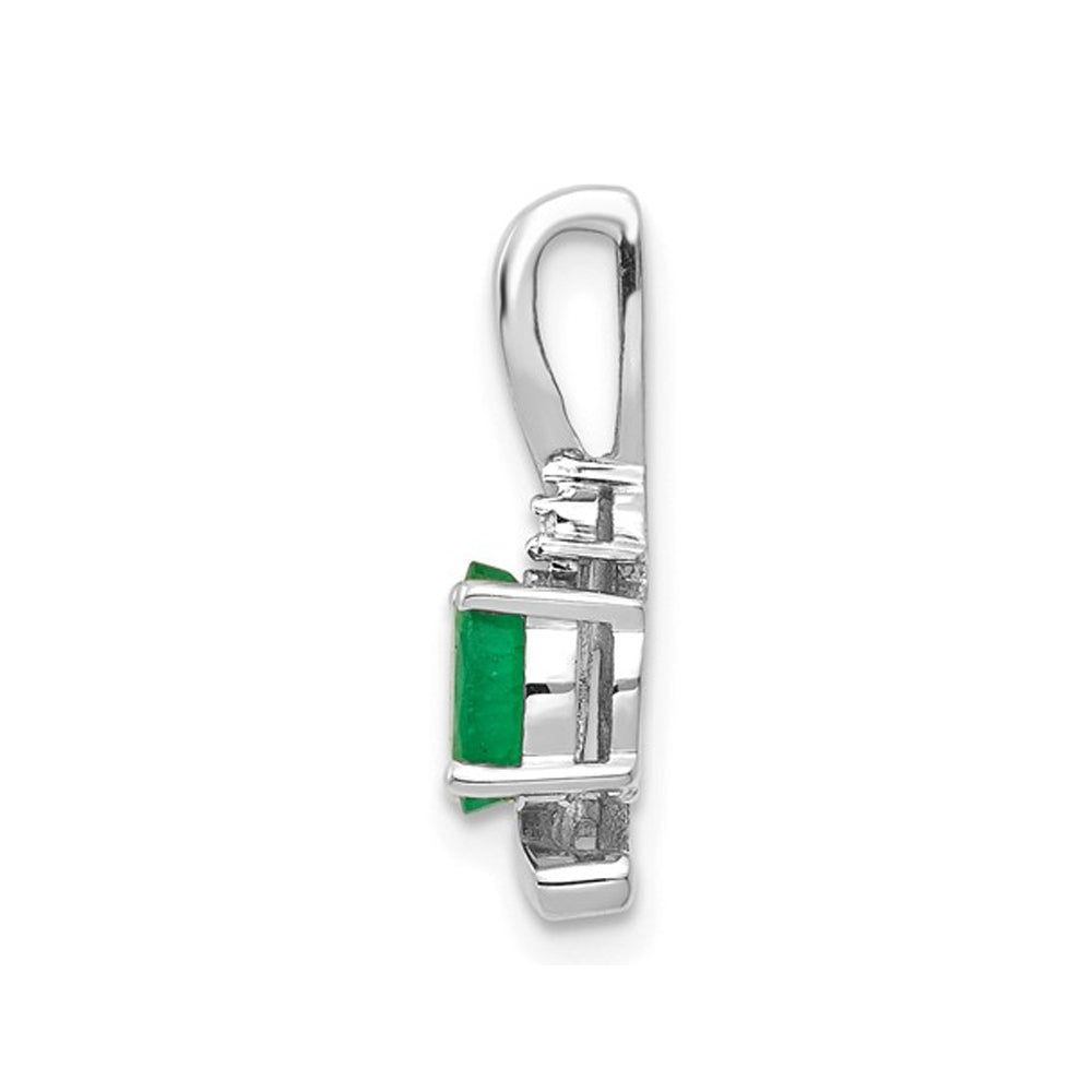1/3 Carat (ctw) Natural Emerald Pendant Necklace in 14K White Gold with Chain Image 3