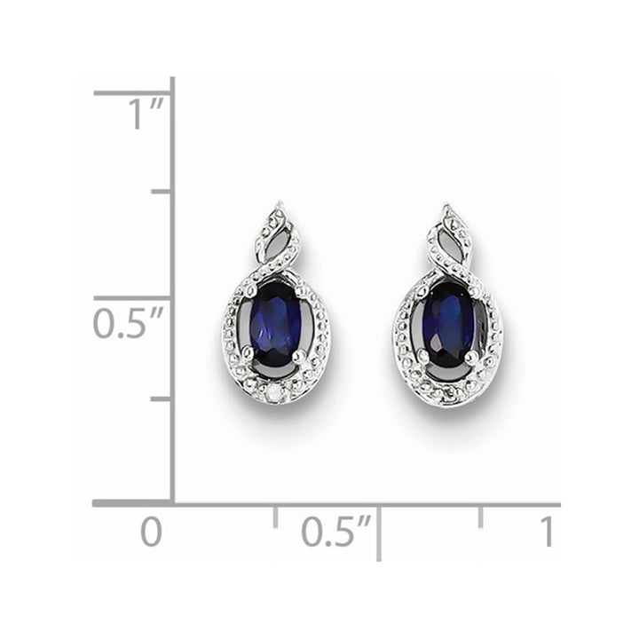 Sterling Silver 1/2 Carat (ctw) Lab Created Blue Sapphire Earrings Image 3