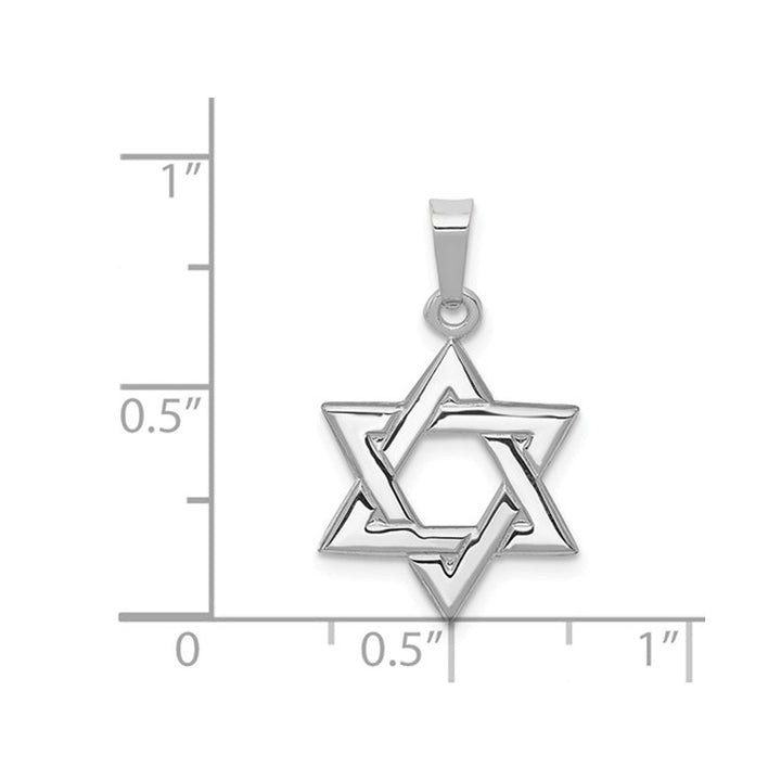 14K White Gold Polished Star Of David Pendant Necklace with Chain Image 3