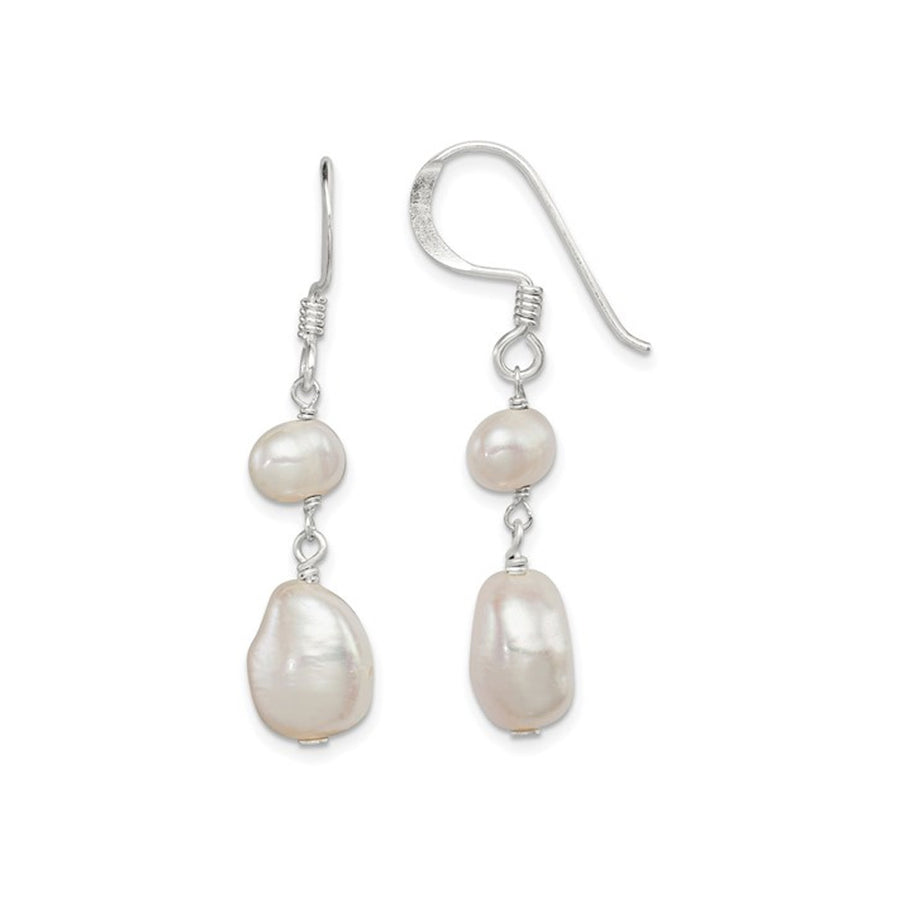 Cultured Freshwater White Pearl Earrings in Sterling Silver Image 1