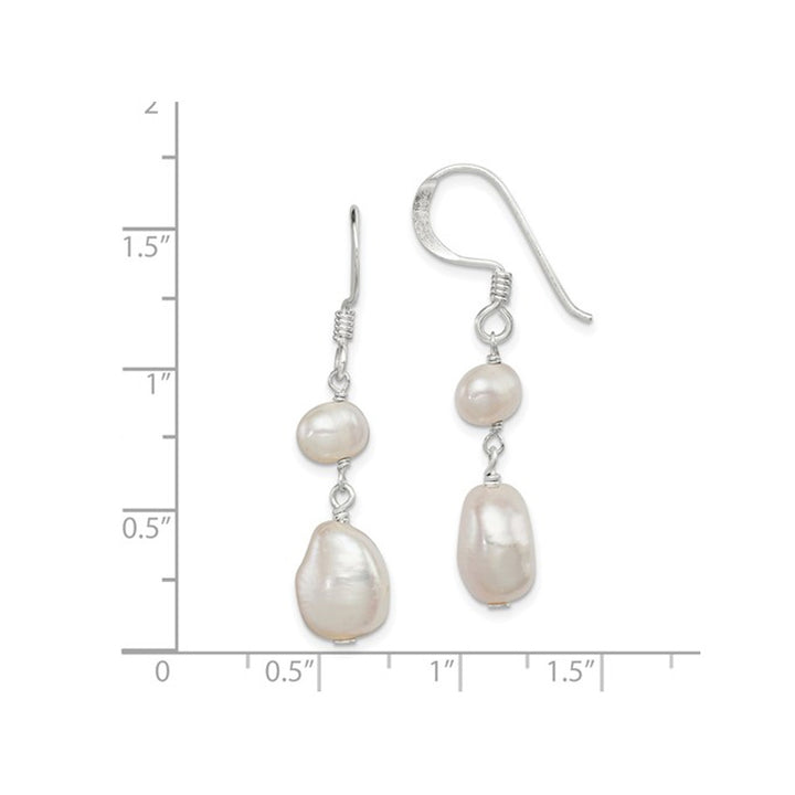 Cultured Freshwater White Pearl Earrings in Sterling Silver Image 3