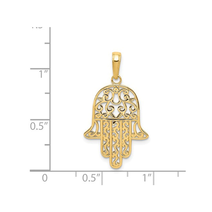 14K Yellow Gold Hamsa Charm Pendant Necklace with Chain Image 3