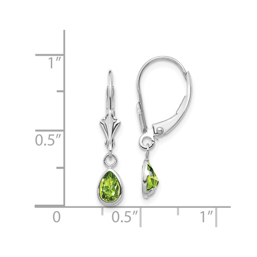 4/5 Carat (ctw) Natural Peridot Dangle Drop Earrings in 14K White Gold Image 2