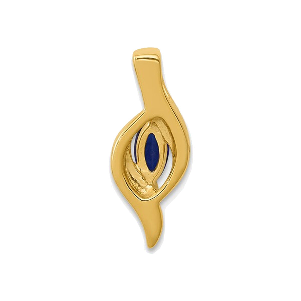 1/4 Carat (ctw) Blue Sapphire and Accent Diamond Pendant Necklace in 14K Yellow Gold with Chain Image 2