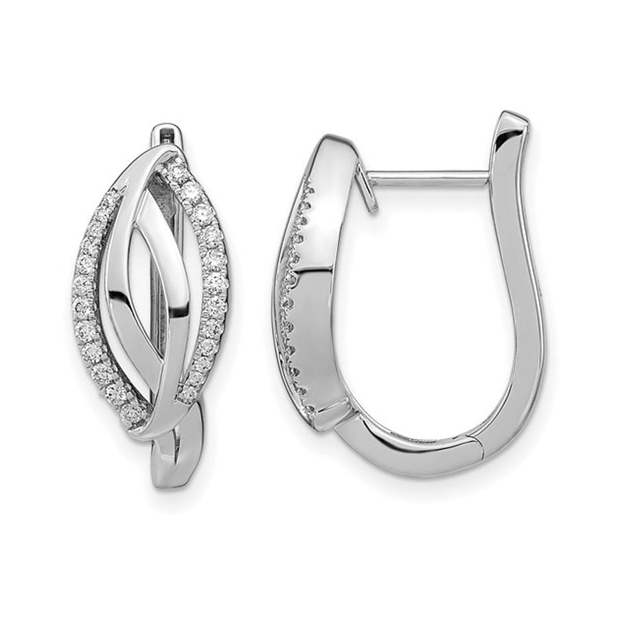 1/3 Carat (ctw I2-I3I-J) Diamond Hinged Hoop Earrings in 14K White Gold Image 1